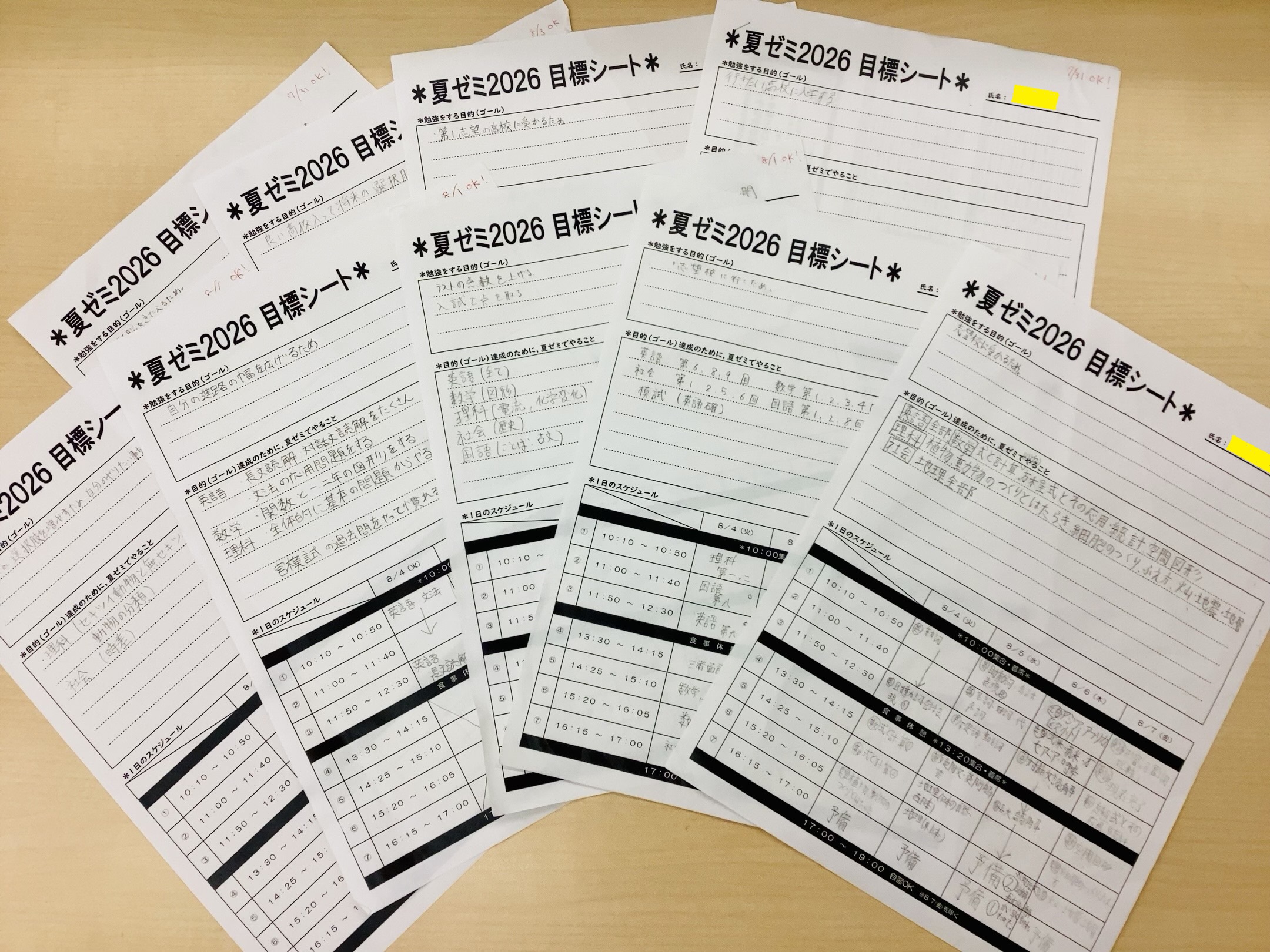夏ゼミ2026
目標シート